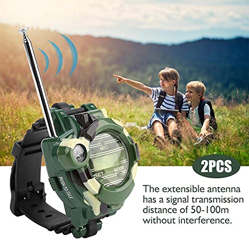 Reloj Walkie Talkies, Walkie Talkies para niños, 2 piezas 7 en 1 Reloj Walkie Talkies Reloj electrónico con interfono de radio Reloj para niños al aire libre Juguete de regalo para niños y niñas