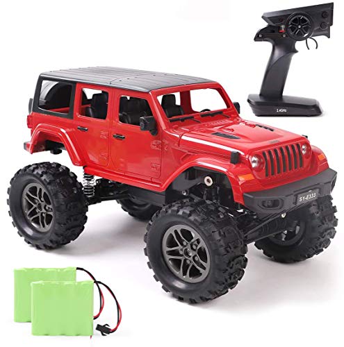 REMOKING Coche teledirigido escala 1:14 Coche teledirigido 4WD 2,4 GHz Vehículo de escalada de cinco puertas RC, todoterreno rojo, regalo para niños, adolescentes y adultos