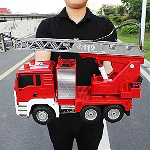 Remote Control Car Large RC Fire Truck 2.4G Electric Fire Truck Spray Fire Toy Car Sprinkler Music Fire Engine Engine Boys Kids and Adults Toy Gift (Size : 2 Battery) (2 Battery)