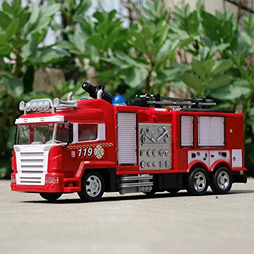 Rescue R/C Fire Engine Truck Radio Remote Control Firefighting Car 360 Degree Rotating Nozzle Water Spray with Extending Ladder Water Pump for Boys Girls 3 Years Old (Size : 1 Battery) (1 Battery)