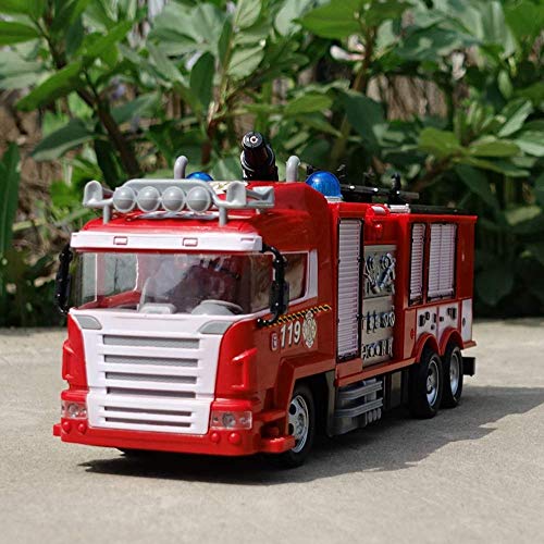 Rescue R/C Fire Engine Truck Radio Remote Control Firefighting Car 360 Degree Rotating Nozzle Water Spray with Extending Ladder Water Pump for Boys Girls 3 Years Old (Size : 1 Battery) (1 Battery)