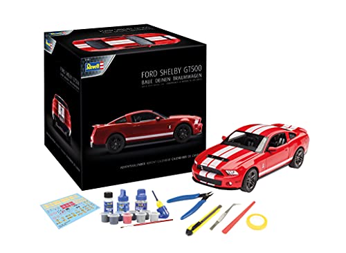 Revell 01031 Calendario de Adviento Dream Cars Ford Shelby GT en 24 días para un modelo de coche de fabricación propia, rojo