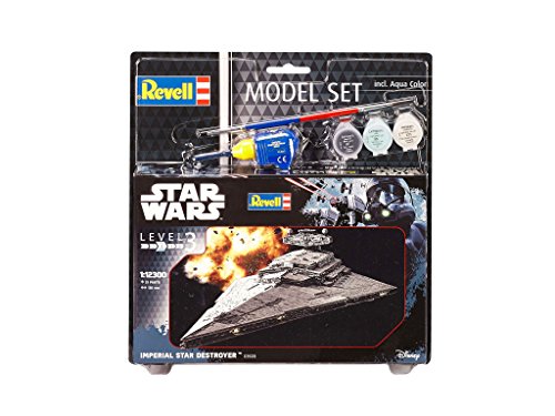 Revell Darth Vader Wars Set Imperial Star Destroyer, en Kit Modelo con Base Accesorios, fácil Pegar y para pintarlas, Escala 1:12300 (63609), 13,0 cm de Largo