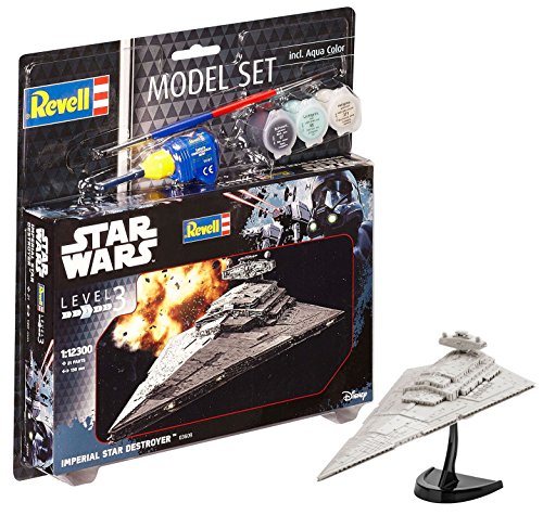 Revell Darth Vader Wars Set Imperial Star Destroyer, en Kit Modelo con Base Accesorios, fácil Pegar y para pintarlas, Escala 1:12300 (63609), 13,0 cm de Largo