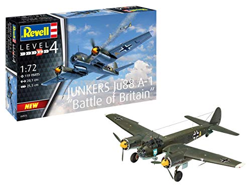 Revell- Junkers Ju88 A-1 Battle of Brita Kit Modello, Color Plateado (04972)