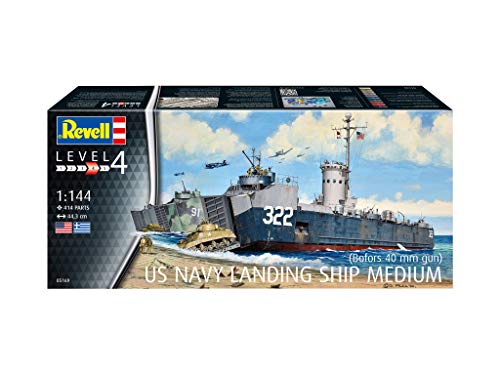 Revell- US Navy Landing Ship Medium (Bof Accesorios, Color Plateado (RV05169)