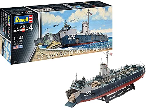 Revell- US Navy Landing Ship Medium (Bof Accesorios, Color Plateado (RV05169)