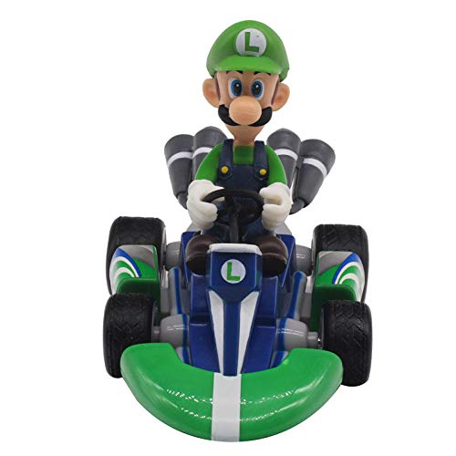 RGWSYTNIA Figura de Anime Estatua Super Mario Bros Luigi Dinosaurios Donkey Kong Bowser Kart Pull Back Car PVC Figuras de acción Juguetes muñeca Anime Regalos 11 cm