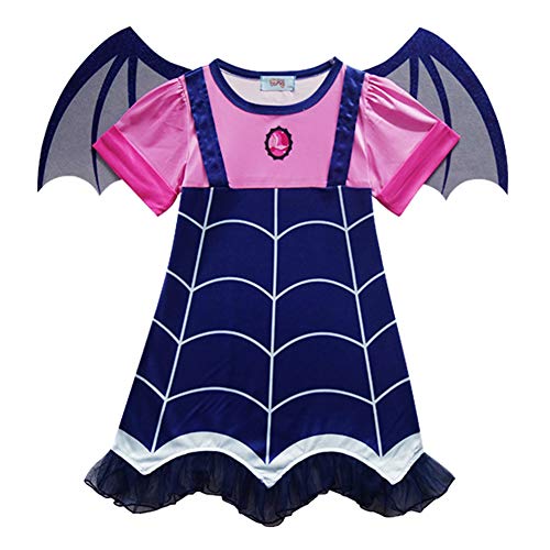 RHG Halloween - Disfraz de Murciélago Bruja para Niños, Disfraz Halloween para Niñas 3 a 12 Años, Vestido + Diadema + Alas, Disfraces De Niños De Halloween Kawaii