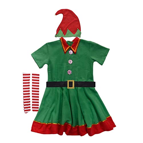 Richolyn Disfraz De Duende Navideño, Disfraz De Elfo Infantil Divertido Disfraz Navideño Infantil Cómodo Disfraz De Elfo Navideño Femenino para Navidad, Carnaval Y Cosplay