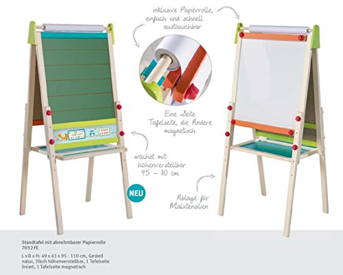 roba-kids- Pizarra imantada con Caballete, tizas, Accesorios y Rollo de Papel, Multicolor (roba Baumann 7027)