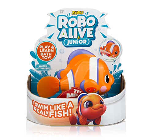 ROBO ALIVE JUNIOR-Series 1 Juguete de baño con Pilas Little Fish de ZURU, Color Naranja, Talla única 25253