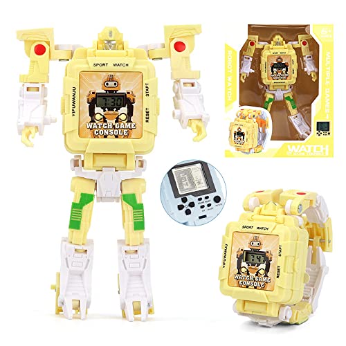 Robot Transformable Game Watch for Kids, Relojes de juguetes electrónicos geniales creativos, relojes de muñeca digitales de múltiples colores para niño, regalo de cumpleaños estudiantil de niño