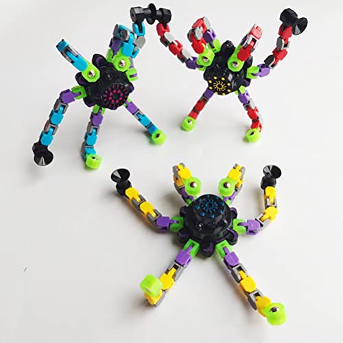 Roboter Fingertip Spin Top Toy, Fidget Hand Spinner Gyro, Fingertip Spinning Top Kids DIY Deformable Mechanical Gyro Transformable Spinning Toys para autismo TDAH Aliviar la ansiedad y el estrés