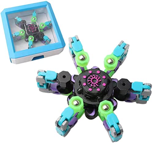 Roboter Fingertip Spin Top Toy, Fidget Hand Spinner Gyro, Fingertip Spinning Top Kids DIY Deformable Mechanical Gyro Transformable Spinning Toys para autismo TDAH Aliviar la ansiedad y el estrés