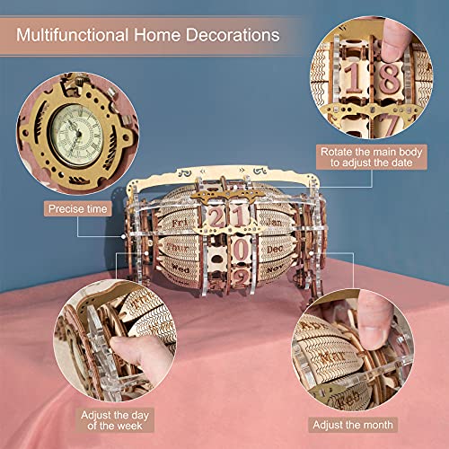 Robotime 3D Puzzle Meccanico Steampunk Barrel Time Clock Calendario Costruzione Set Modello FAI Da Te Kit In Legno Taglio Laser Woodcraft 250Pcs