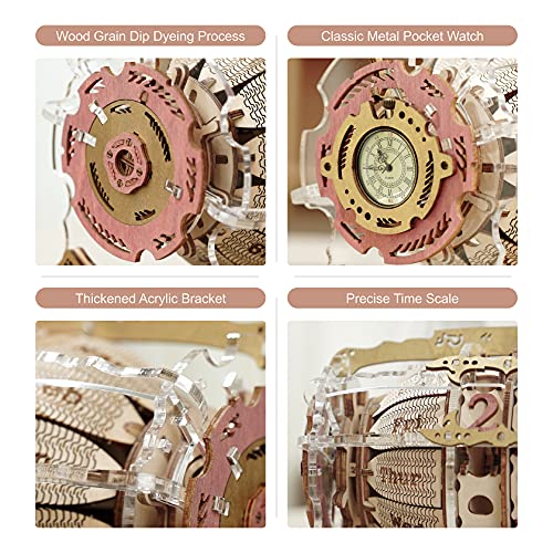 Robotime 3D Puzzle Meccanico Steampunk Barrel Time Clock Calendario Costruzione Set Modello FAI Da Te Kit In Legno Taglio Laser Woodcraft 250Pcs