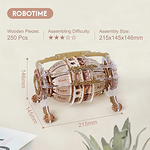 Robotime 3D Puzzle Meccanico Steampunk Barrel Time Clock Calendario Costruzione Set Modello FAI Da Te Kit In Legno Taglio Laser Woodcraft 250Pcs