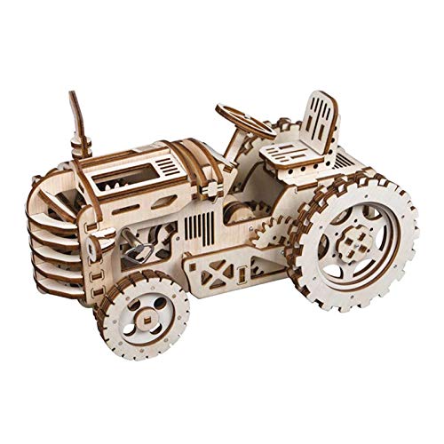 Robotime Rompecabezas de Madera 3D Cortado con láser - Kits de Modelo autopropulsados - Juego de construcción mecánica - Rompecabezas para niños, Adolescentes y Adultos (Tractor)