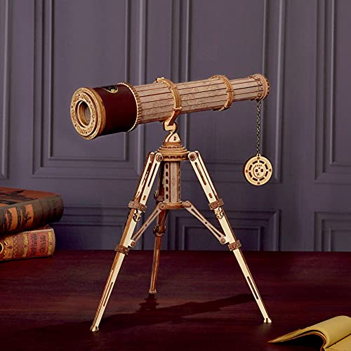 ROKR Rompecabezas Puzzles 3D Maquetas de Madera para Construir Telescopio Monocular Ciencias Regalos para Adultos Niños Mayores de 14 Años, 314 Piezas, Monocular Telescope