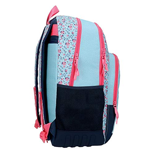 Roll Road Wild and Free Mochila Escolar Doble Compartimento Adaptable a Carro Azul 33x46x17 cms Poliéster 25.81L