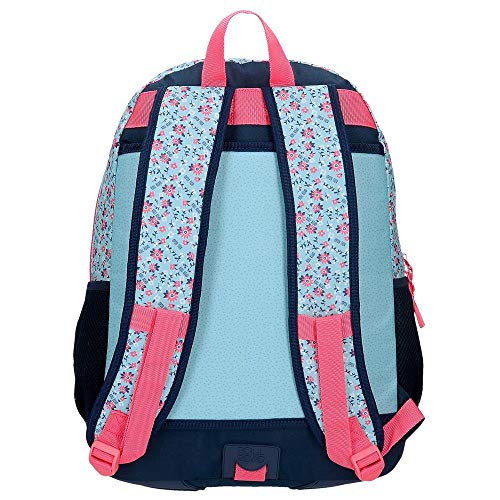 Roll Road Wild and Free Mochila Escolar Doble Compartimento Adaptable a Carro Azul 33x46x17 cms Poliéster 25.81L