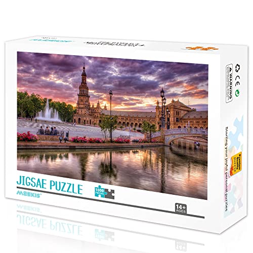 Rompecabezas de 1000 Piezas para Adultos y niños Royal Alcazar Palace of Seville Puzzles Clásicos 1000 Piezas Rompecabezas Imposible DIY decoración del hogar Rompecabezas Juguetes Regalo 52x38cm