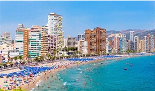 Rompecabezas de 1000 piezas vista panorámica en la playa de Benidorm lleno de arte turístico para adultos adultos