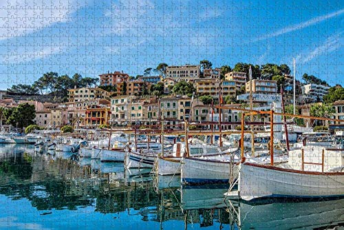 Rompecabezas para Adultos España Mallorca Puerto de Soller Puzzle 1000 Piezas Recuerdo de Viaje de Madera