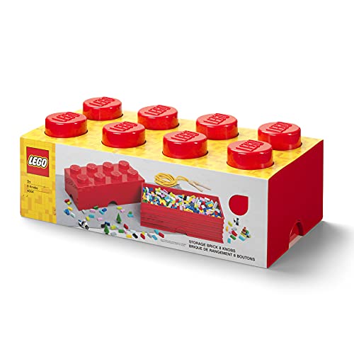 Room Copenhagen Ladrillo de Almacenamiento de 8 espigas de Lego, Caja de almacenaje apilable, 12 l, Rojo