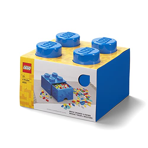 Room Copenhagen-LEGO Ladrillo 4 pomos, 1 cajón, caja de almacenaje apilable, 4,7 l, color 023-bright blue, 12,5 x 12,5 x 18 cm 40051731