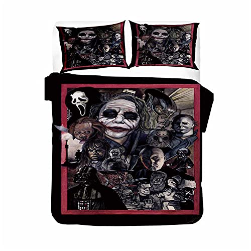 Ropa de cama infantil de Child's Play Krimi-Thriller, Curse of Chucky Thriller, impresión HD, 1 funda nórdica y 2 fundas de almohada (Chucky4, 220 x 240 cm + 50 x 75 cm x 2)