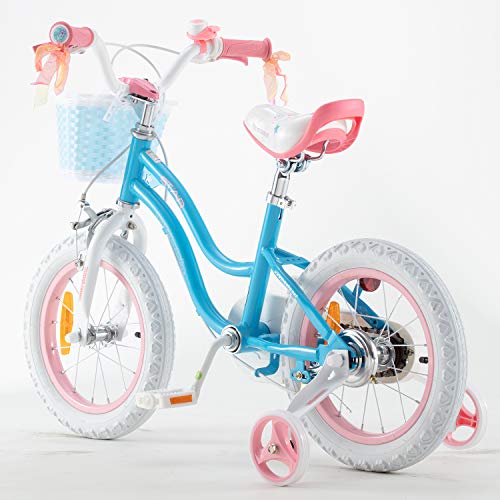 RoyalBaby Bicicleta de Niño niña Stargirl Ruedas auxiliares Bicicletas Infantiles Bicicleta para niños 18 Pulgadas Azul