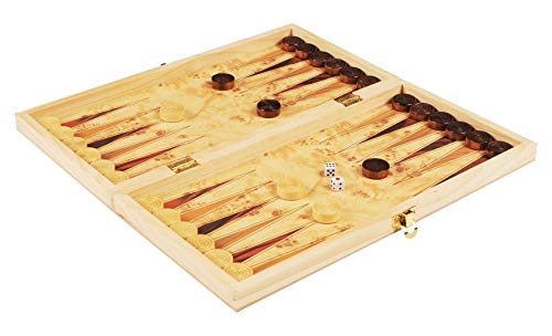 rparty Tablero Madera Ajedrez Magnetico,3 EN 1 Ajedrez y Damas Backgammon en Estuche con portátil de Tablero Plegable para niños y Adultos