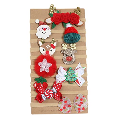 RRunzfon Navidad bebé Diadema Santa Claus alk Flor Bowknot Headwrap Accesorios 10 unids, artículos de Navidad Diadema de Arco