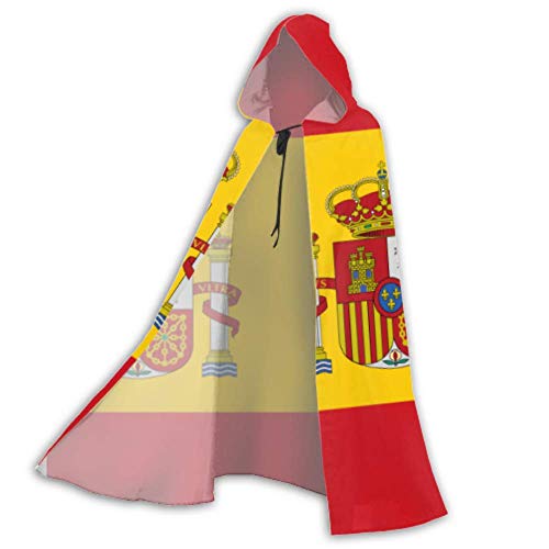 Rtosd Alta Detallada Bandera España Capa Capas Hombres Capa con Capucha 59 Pulgadas para Navidad Disfraces de Halloween Cosplay