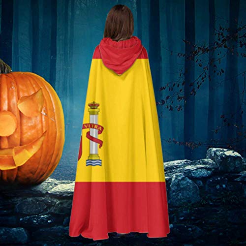 Rtosd Alta Detallada Bandera España Capa Capas Hombres Capa con Capucha 59 Pulgadas para Navidad Disfraces de Halloween Cosplay