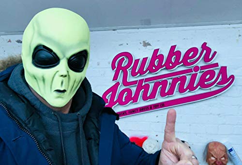 Rubber Johnnies Máscara de látex Alien, (brilla en la oscuridad), OVNI, extraterrestre, película, vestuario, fiesta, accesorio