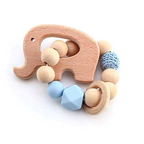 RUBY - 12 Pcs Sonajero Animal Orgánico, Figuras de Madera Orgánico Bebé Kit Colgante Bricolage Accesorios Madera Natural Juguete Niños Ducha (Lote 1)