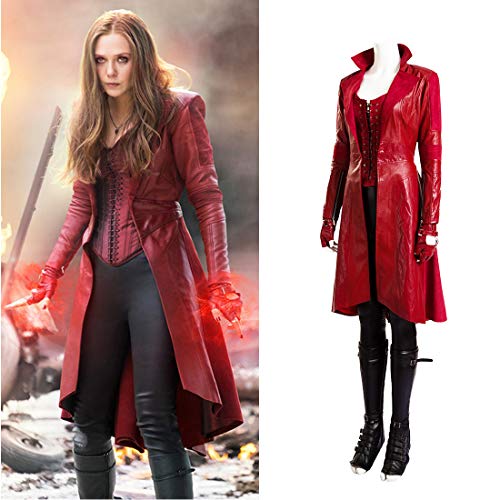 Rubyonly Bruja Escarlata Cosplay Capitán América 3 Guerra Civil Bruja Escarlata Scarlet Witch Vestuario para Las Mujeres,Fullsetnoshoes,XXXL