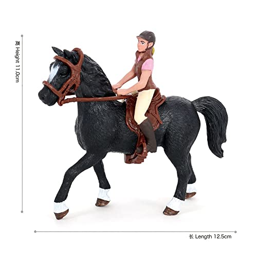 RUIRUIY Juego clásico inglés de Caballos y Jinetes, Modelos de Caballos, Juguetes con Figuras de Potro, Juguetes educativos de Ciencia realistas, Figura de Montar Coleccionable(Jinete Rosa)