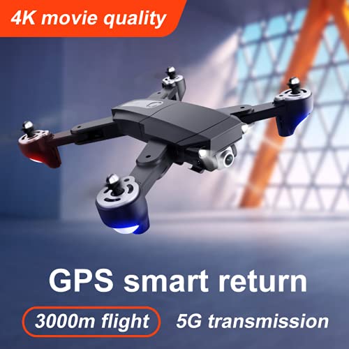 S604 Pro GPS Drone con Cámara Dual para Adultos 6K Ultra HD 5Ghz FPV Quadcopter con Vídeo en Vivo Retención de Altitud Funciones de Waypoints Sígueme VR Pantalla Dividida 46-70