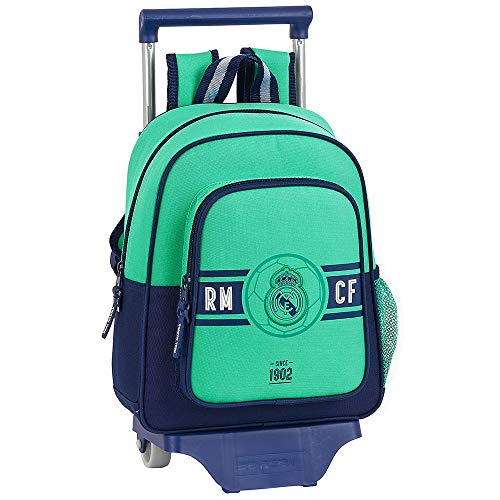 safta 612057020 Mochila pequeña Ruedas, Carro, Trolley Real Madrid CF, Verde