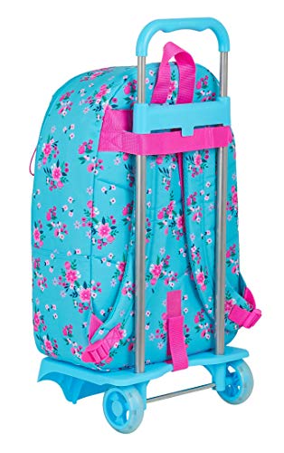 Safta 612136160 Mochila Escolar Grande con Carro 905 de VMB Bohemian, 320x135x440mm, Turquesa/Rosa, Talla única (M160I)