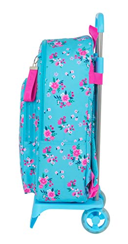 Safta 612136160 Mochila Escolar Grande con Carro 905 de VMB Bohemian, 320x135x440mm, Turquesa/Rosa, Talla única (M160I)