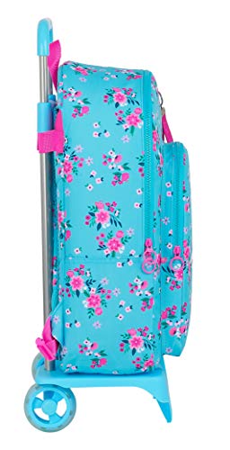 Safta 612136160 Mochila Escolar Grande con Carro 905 de VMB Bohemian, 320x135x440mm, Turquesa/Rosa, Talla única (M160I)