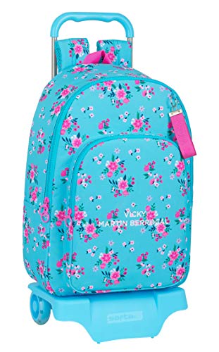 Safta 612136160 Mochila Escolar Grande con Carro 905 de VMB Bohemian, 320x135x440mm, Turquesa/Rosa, Talla única (M160I)