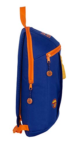 Safta Mini Mochila Uso Diario de Valencia Basket, 220x100x390mm, azul/naranja