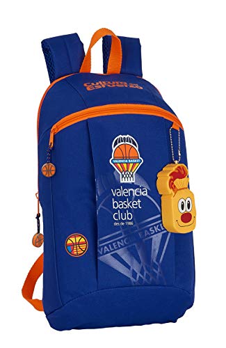 Safta Mini Mochila Uso Diario de Valencia Basket, 220x100x390mm, azul/naranja