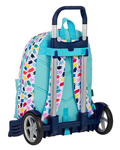 Safta Mochila 758 Espalda Ergonómica con Carro Evolution de Benetton Brochitas, 300x140x460 mm, Multicolor